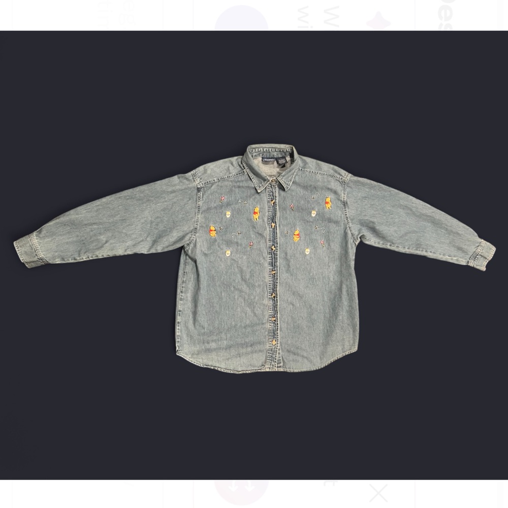 VINTAGE 90’s/Y2K Disney Embroidered Winnie the Pooh denim button down Women’s L - Picture 2 of 5